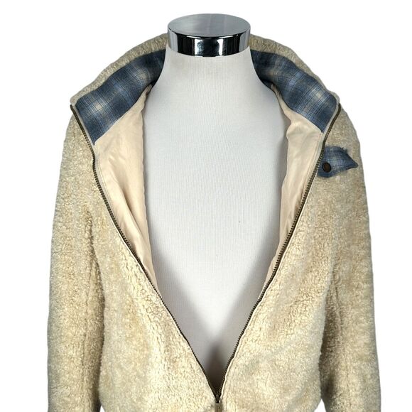 Pendleton Sherpa Fleece Jacket Women’s Medium Ivory Cream Oatmeal Zip Deep Pile - Picture 3 of 10
